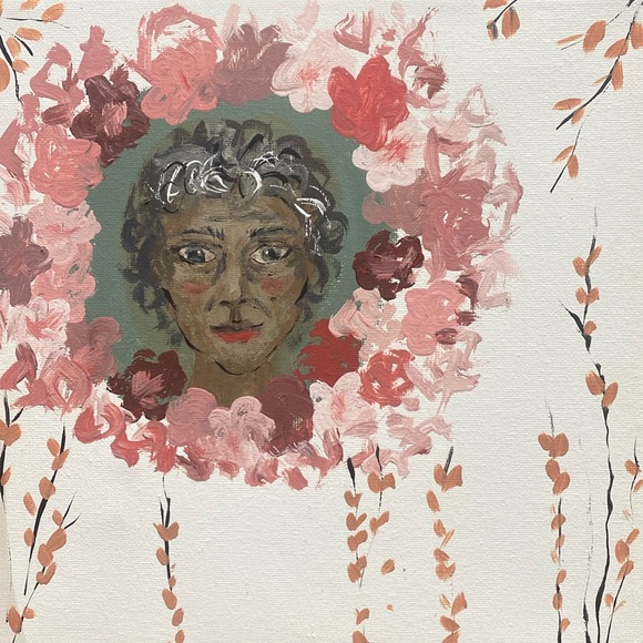Vintage style painting of an old lady surrounded by flowers. 🌸🌺 - Picture 1 of 2